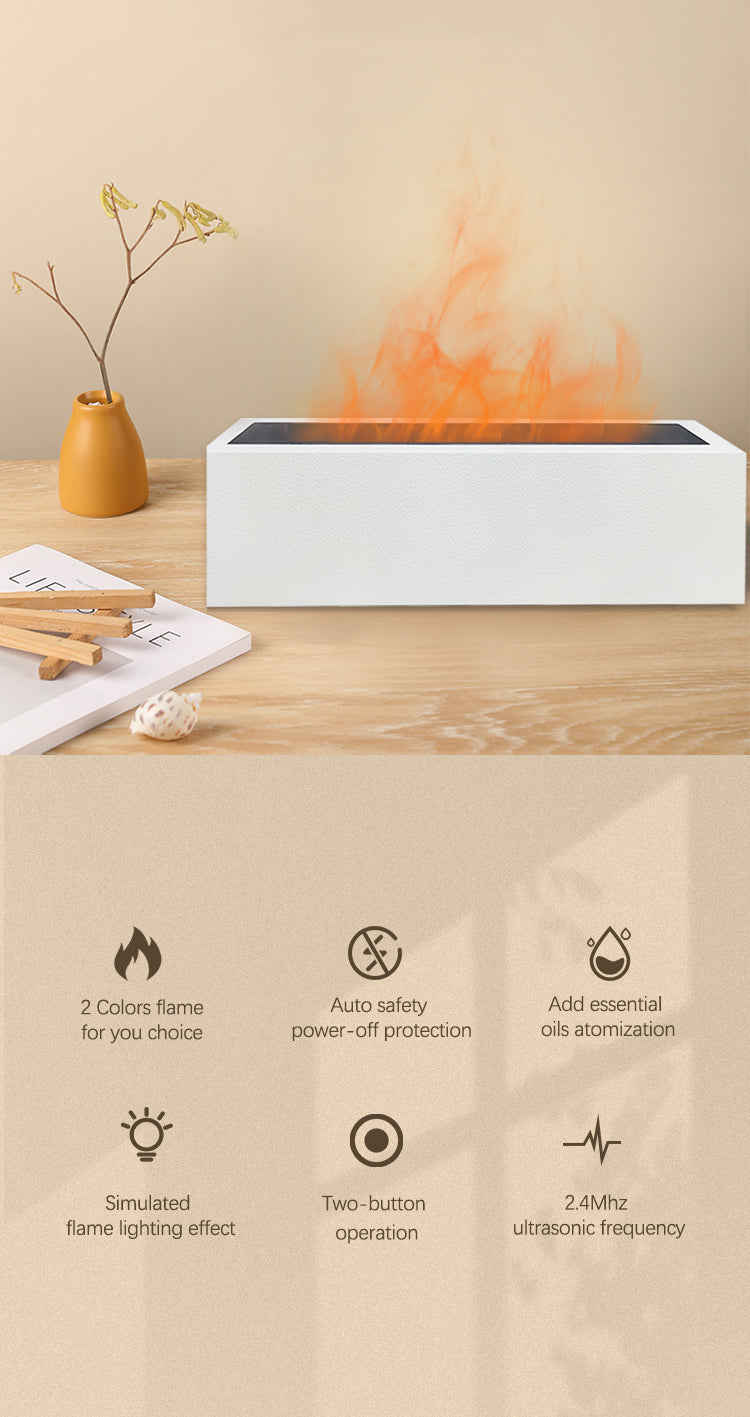 Flame Diffuser Humidifier - Ultrasonic Aroma Diffuser with USB - 200ml Essential Oil Diffuser for Cool Mist Humidification - HIVAGI®