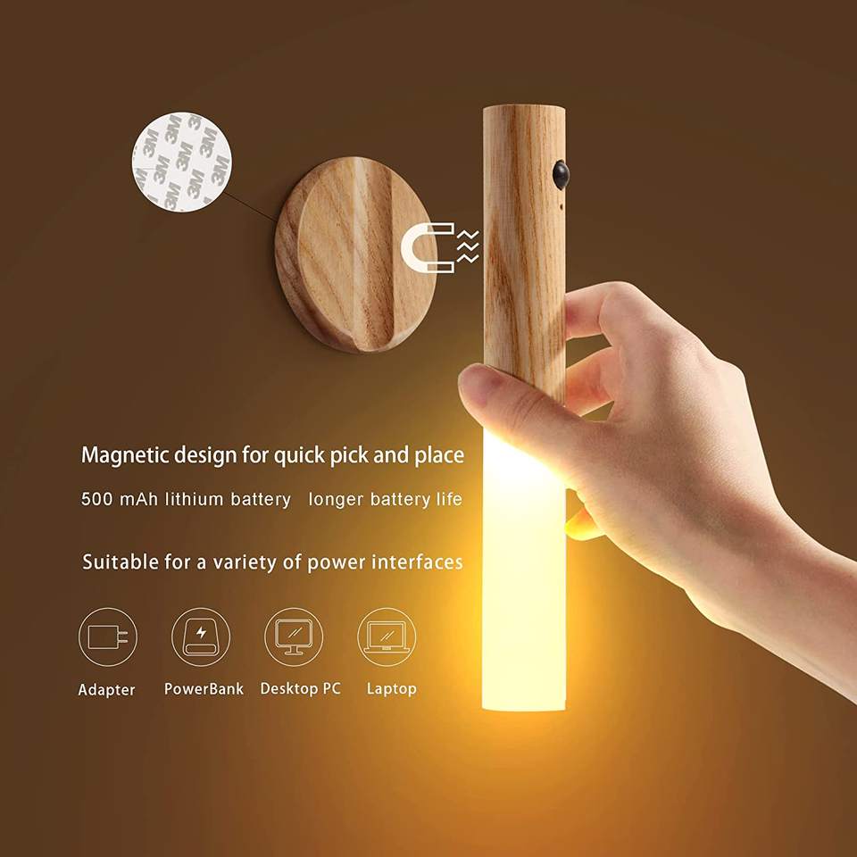 HIVAGI® Portable Motion Sensor Night Light | Rechargeable & Magnetic | Versatile Lighting for Home, Bedroom, Bathroom. - HIVAGI®