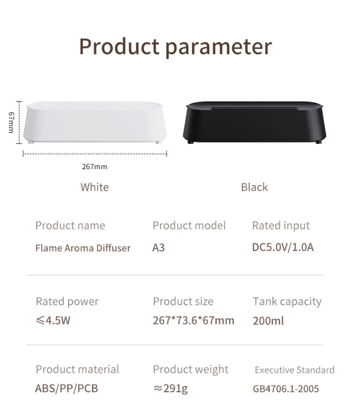 Transform Your Space with our Colorful Flame Air Aroma Diffuser: Upgrade for Serenity and Style- Black. - HIVAGI®