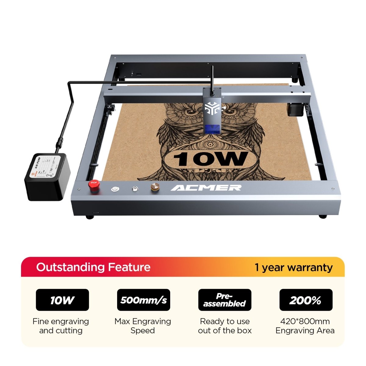 ACMER P2 Laser Engraver & Cutter – 33W/20W/10W High-Precision Industrial CNC Machine (Pre-Assembled).
