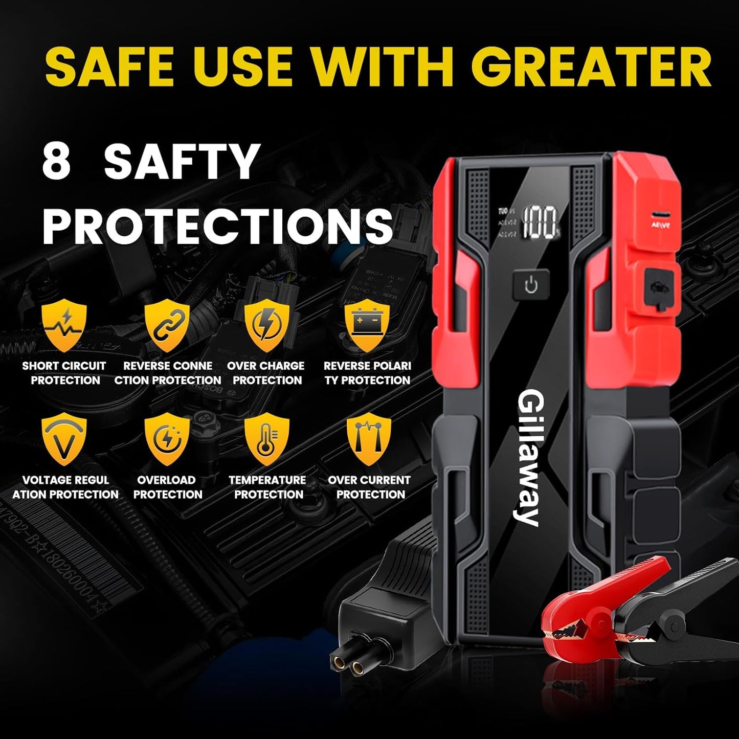 Gillaway 001B 4000A Car Jump Starter: The Ultimate Vehicle Companion.