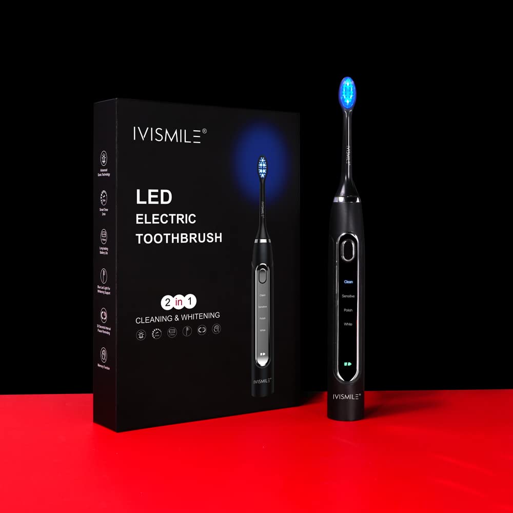 HIVAGI® Electric Toothbrush for Whiter Teeth | 4 Modes & Sonic Technology | LED Light & 2 Brush Heads - HIVAGI®