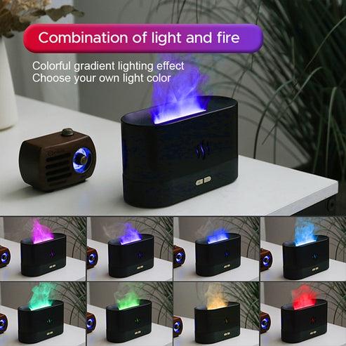 HIVAGI® Flame Air Aroma Diffuser Humidifier, 7 Flame Color Noiseless Essential Oil Diffuser for Home,Office,Yoga (8Hours Black) - HIVAGI®