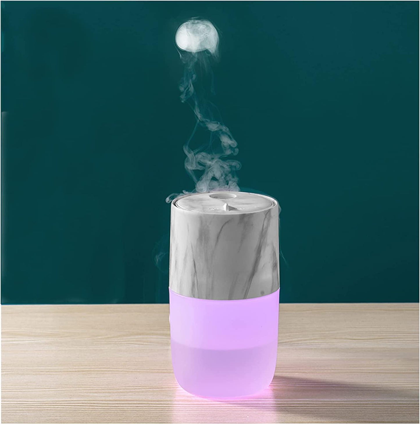 HIVAGI® Portable Mini Humidifier, Jellyfish Elf Cool Mist Ultrasonic Humidifier for Office Car Yoga & Travel (Marble White). - HIVAGI®
