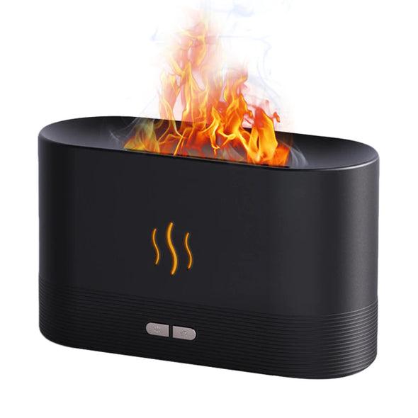 HIVAGI® Essential Oil Diffuser 180ml Aromatherapy Oil Diffuser Ultrasonic Cool Mist Diffuser, 2 Mist Mode Flame Lights for Home Office (Black). - HIVAGI®