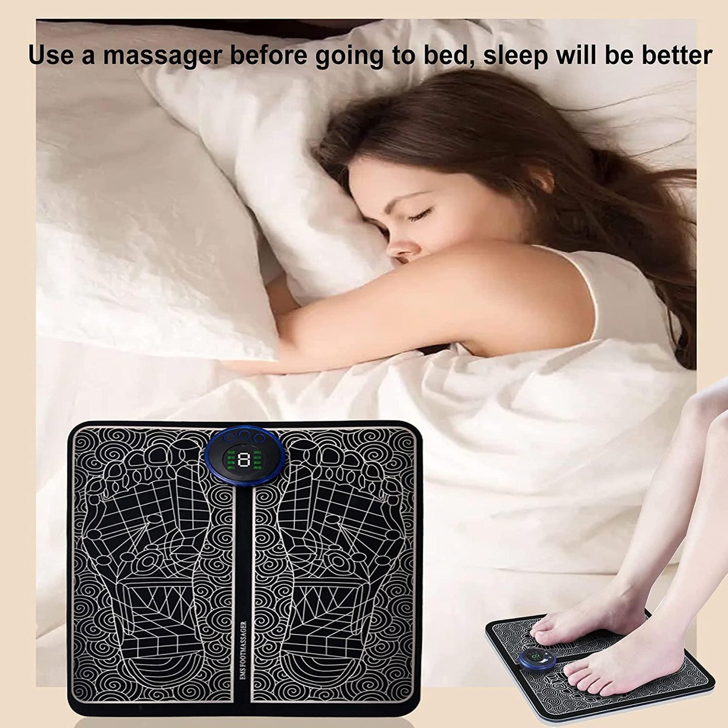 HIVAGI® Foot Massager Mat Pad Relax Feet for Home and Office Use Portable Electric Massage Pad. - HIVAGI®