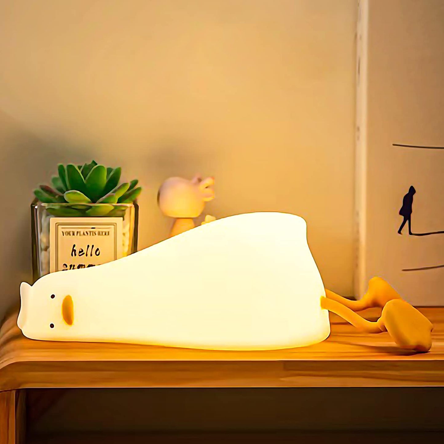 HIVAGIĀ® Kids Night Light - Lying Flat Duck Cute Night Light for Kids - Premium Silicone Nursery Nightlight - Touch Control - Type-C Rechargeable - Duck Lamp. - HIVAGIĀ®