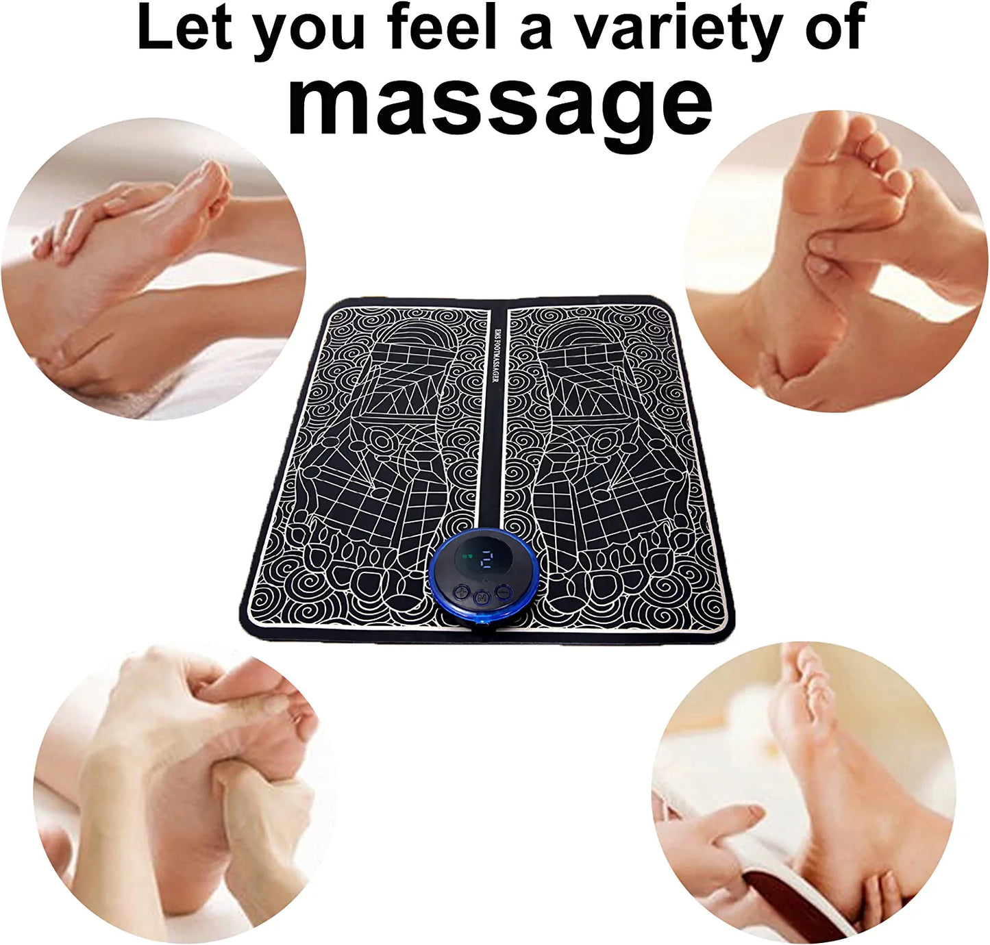 HIVAGI® Foot Massager Mat Pad Relax Feet for Home and Office Use Portable Electric Massage Pad. - HIVAGI®
