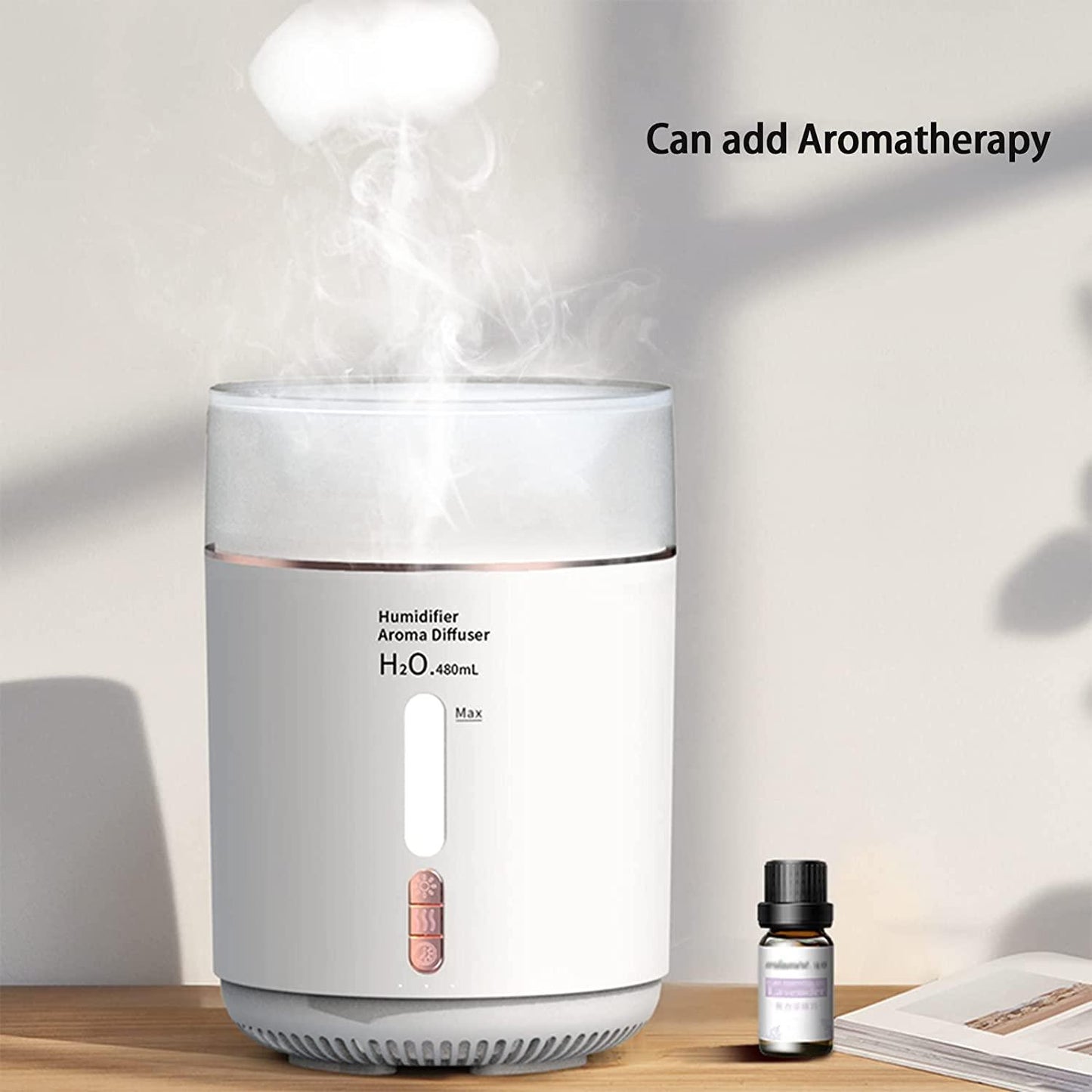 HIVAGI® Portable Mini Humidifier 480ml Cool Mist Humidifier USB Personal Desktop Humidifier For Bedroom Office Home Yoga Gym. - HIVAGI®