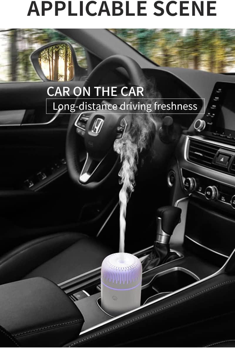 HIVAGI® Car Diffusers, 7 Color Car Essential Oil Diffuser, USB Portable Humidifier for Car Travel Office Bedroom (White). - HIVAGI®