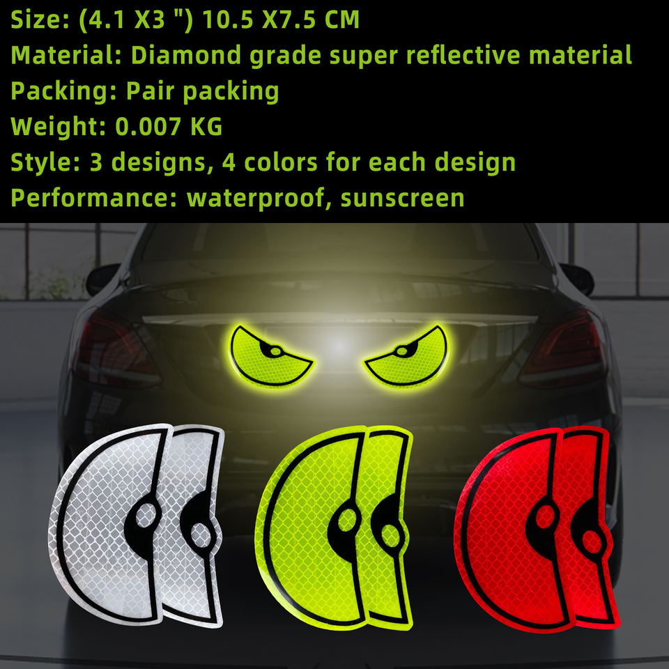 HIVAGI® Stay Safe with Reflecting Car Stickers - Anti-Collision Night Vision Warning Stickers for Cars and Motorcycles (RED). - HIVAGI®
