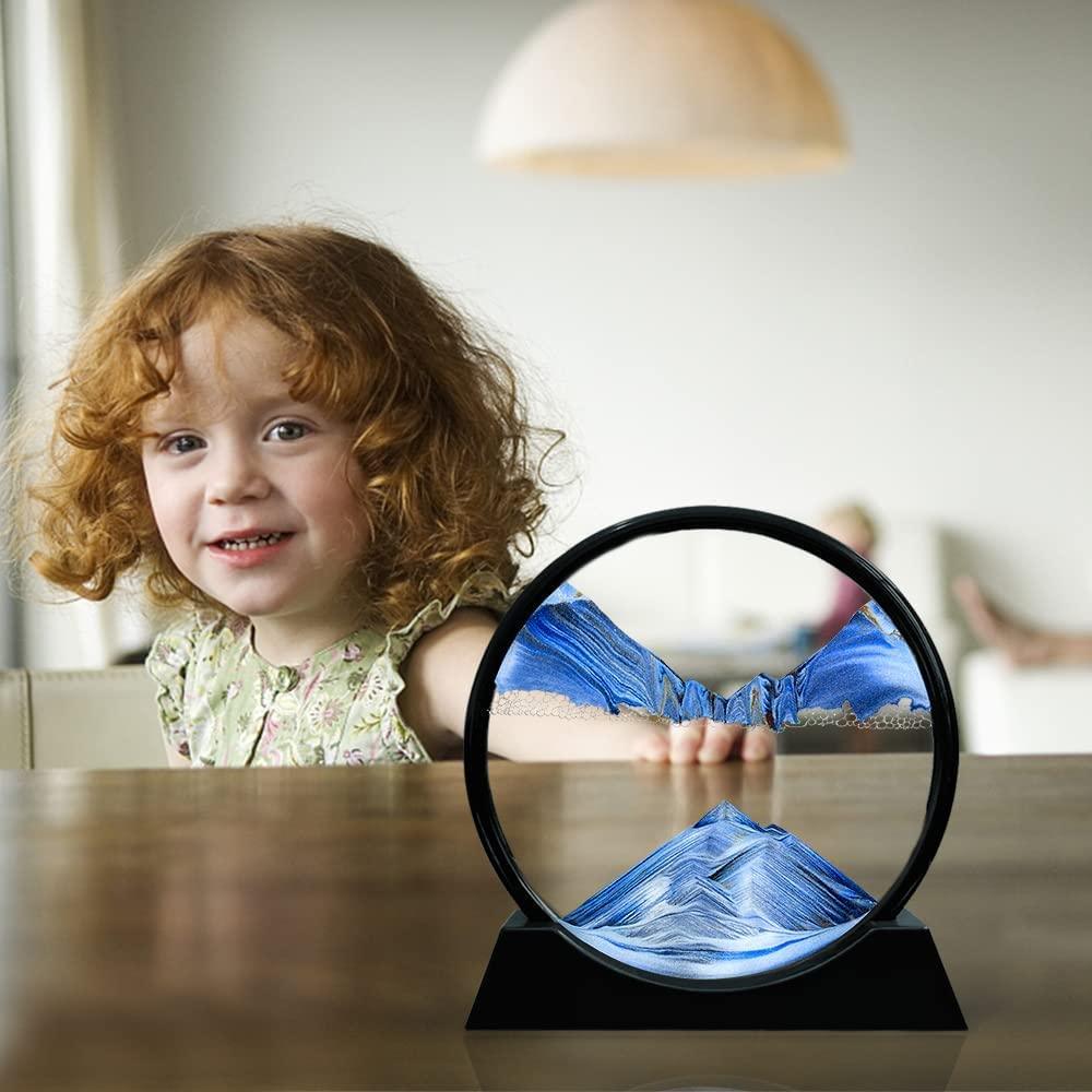 HIVAGI® Moving Sand Art Picture Glass Liquid Painting 3D Natural Landscape showpieces for Home Decor Office. - HIVAGI®