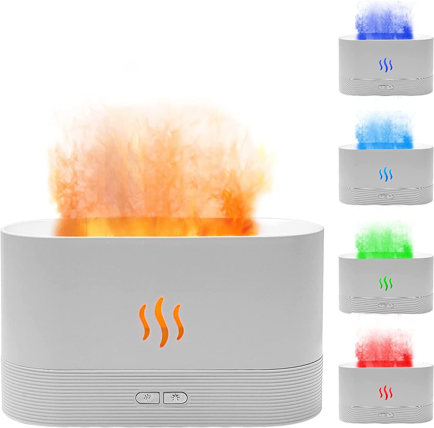 HIVAGI® Flame Air Aroma Diffuser Humidifier, 7 Flame Color Noiseless Essential Oil Diffuser for Home,Office,Yoga (8Hours White) - HIVAGI®