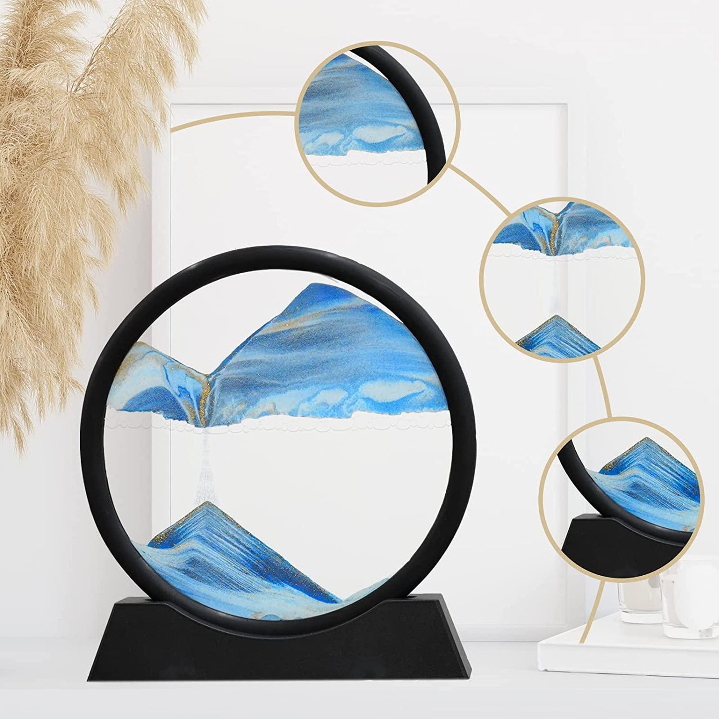 HIVAGI® Moving Sand Art Picture Glass Liquid Painting 3D Natural Landscape showpieces for Home Decor Office. - HIVAGI®