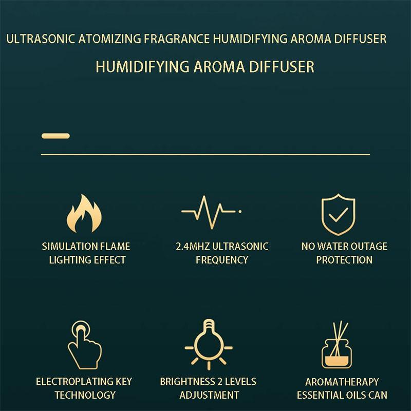HIVAGI® Essential Oil Diffuser 180ml Aromatherapy Oil Diffuser Ultrasonic Cool Mist Diffuser, 2 Mist Mode Flame Lights for Home Office (Black). - HIVAGI®