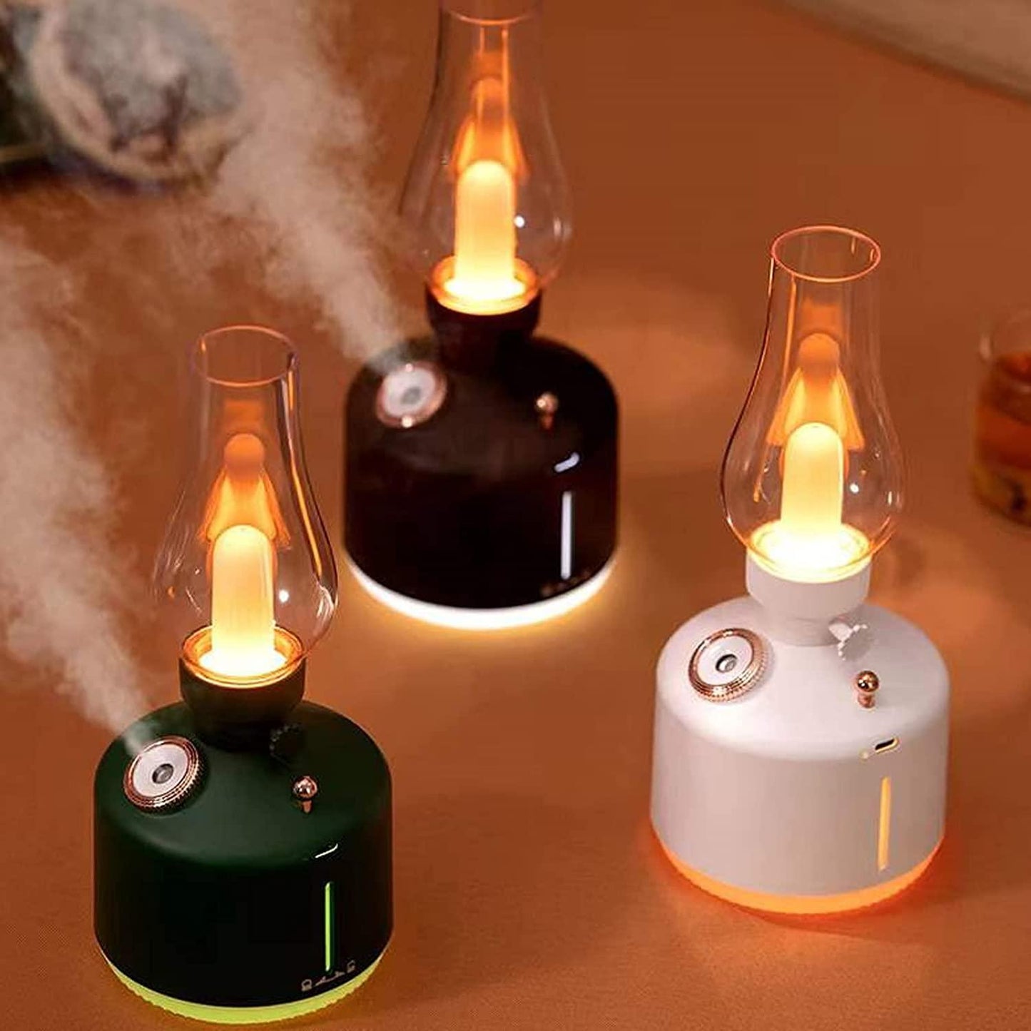 Retro Mist Humidifiers with Warm Light Quiet Vaporizers, Moisturizing Skin (Black). - HIVAGI®