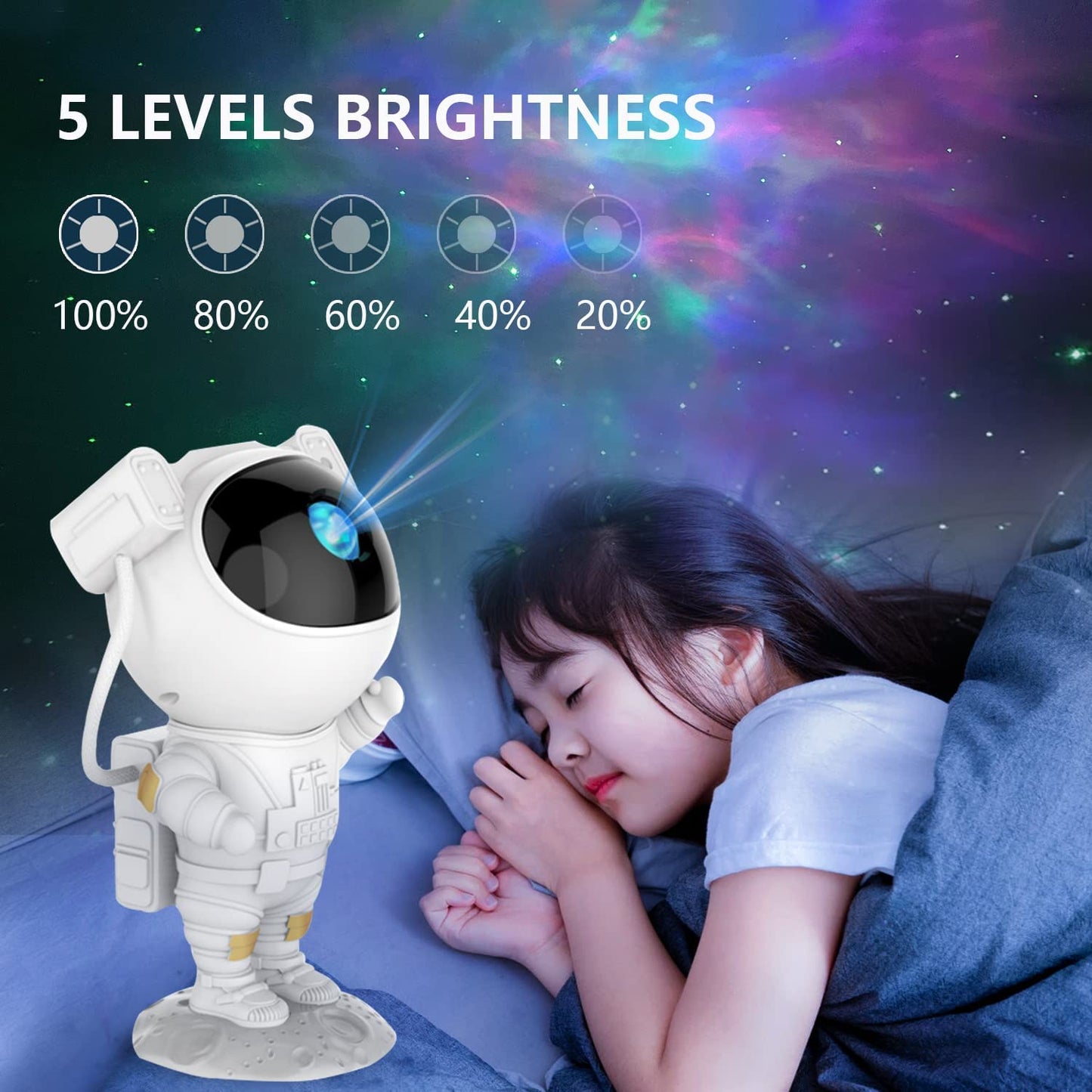 HIVAGI® Astronaut Star Projector Night Light - LED Nebula Lamp with Remote Control and Timer for Kids Room. - HIVAGI®