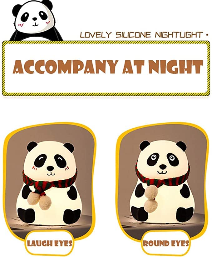 HIVAGIยฎ Cute Nursery Decor Silicone Panda Bear Night Light for Bedroom with 7 Color Change LED Lamp. - HIVAGIยฎ