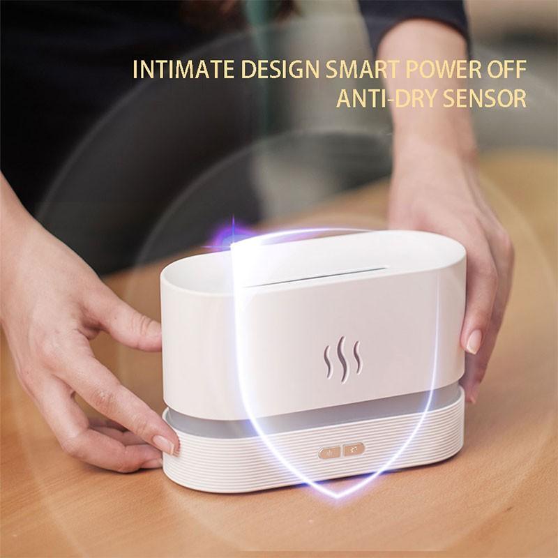 HIVAGI® Essential Oil Diffuser with Flame Light, 180mL Aromatherapy Mist Humidifier, Quiet Aroma Air Diffusers with Auto Shut-Off Protection (White). - HIVAGI®