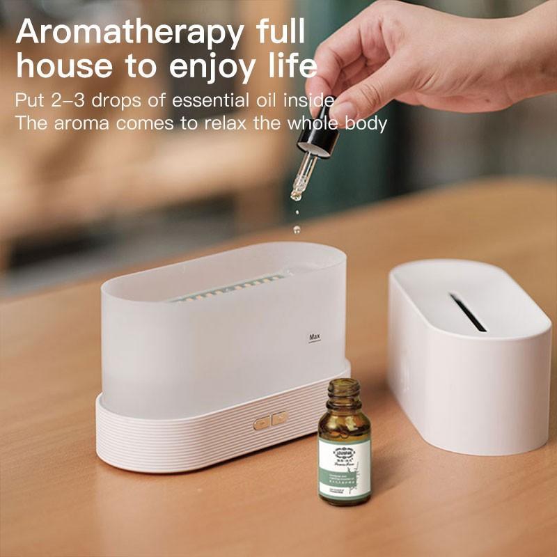HIVAGI® Essential Oil Diffuser 180ml Aromatherapy Oil Diffuser Ultrasonic Cool Mist Diffuser, 2 Mist Mode Flame Lights for Home Office (Black). - HIVAGI®