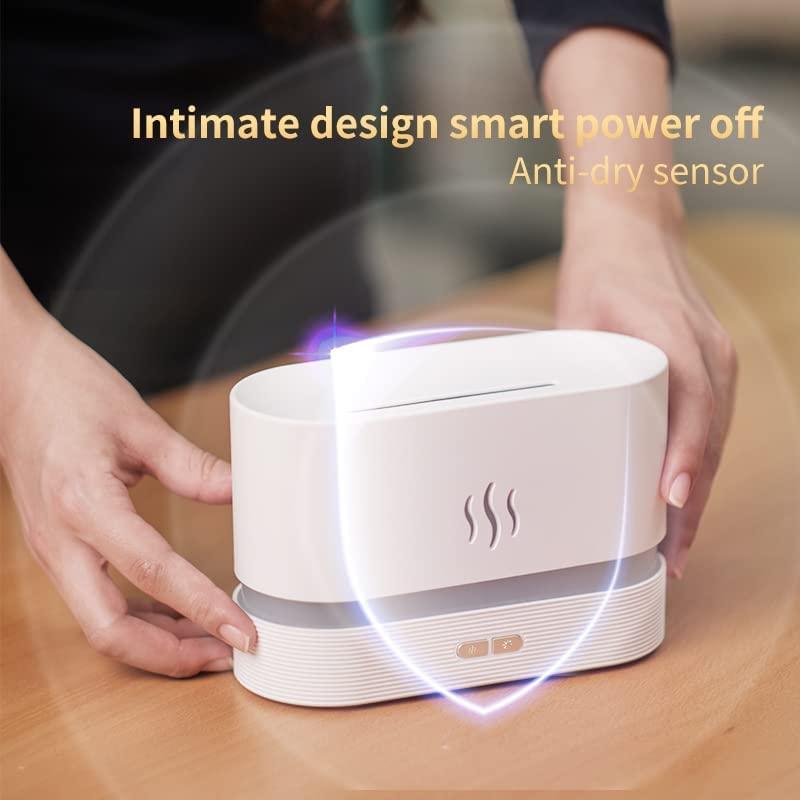 HIVAGI® Flame Air Aroma Diffuser Humidifier, 7 Flame Color Noiseless Essential Oil Diffuser for Home,Office,Yoga (8Hours White) - HIVAGI®
