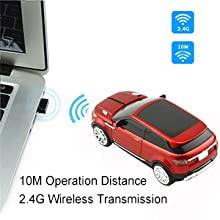 HIVAGI® Wireless Cool SUV Car Shape Mouse With USB Receiver (Red). - HIVAGI®