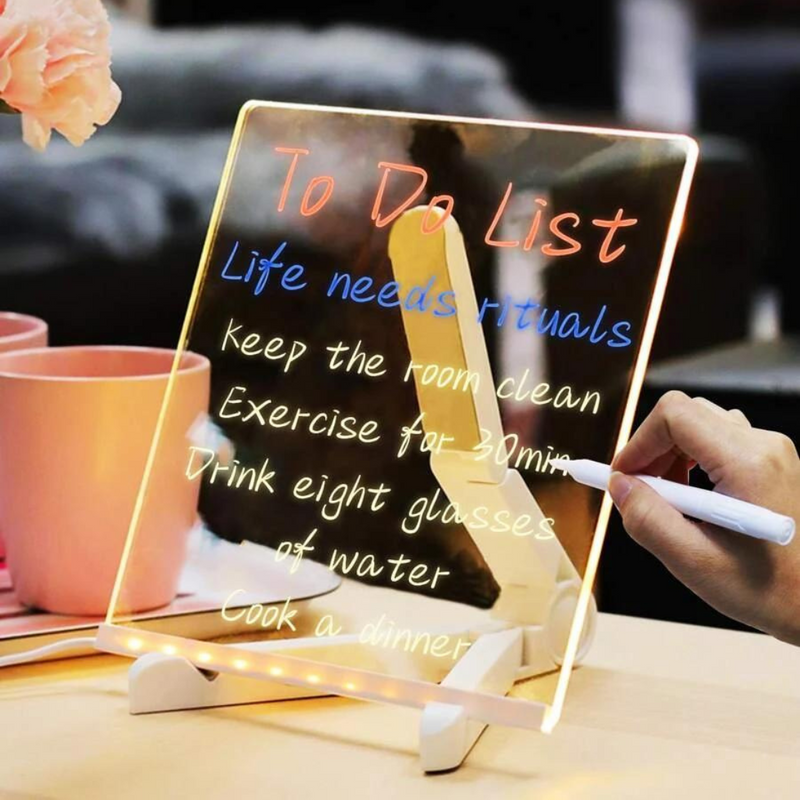 HIVAGI® LED Letter Message Board Note with Stand with 7 Pen for Office School Home Shop. - HIVAGI®