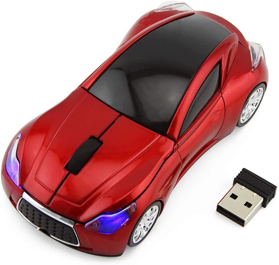 HIVAGI® Wireless Sports Car Shaped Mouse With USB Receiver (Red). - HIVAGI®