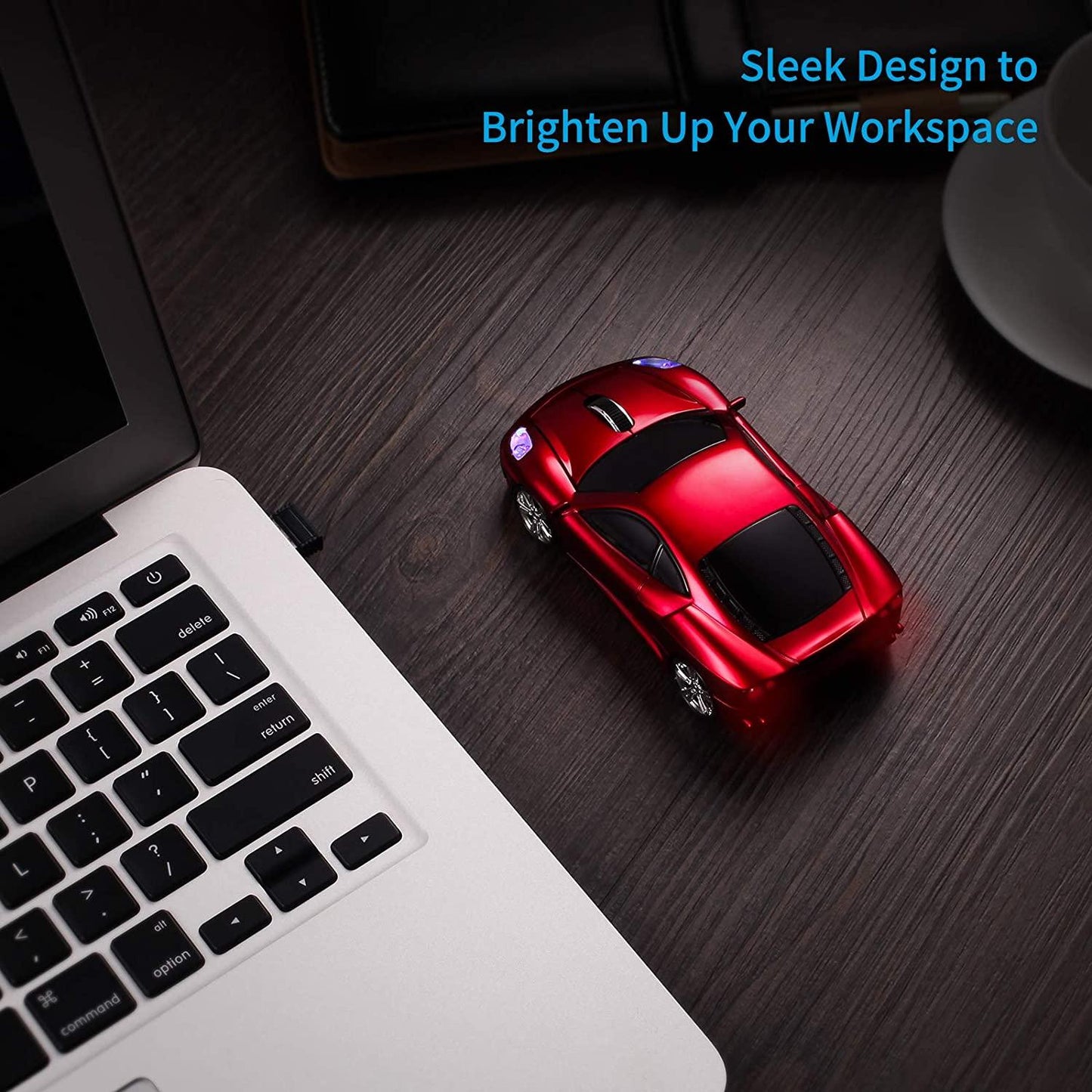 HIVAGI® Wireless Car Mouse 2.4GHz Cool Sports Car Shape Mouse With USB Receiver (Red). - HIVAGI®