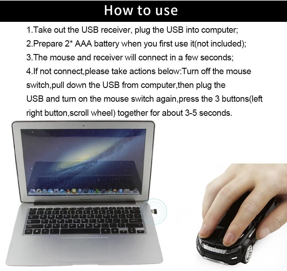 HIVAGI® Wireless Cool SUV Car Shape Mouse With USB Receiver (Black). - HIVAGI®