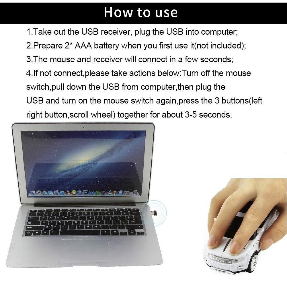 HIVAGI® Wireless Cool SUV Car Shape Mouse With USB Receiver (White). - HIVAGI®