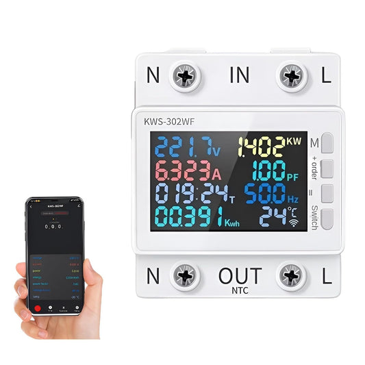 HIVAGI KWS-302WF 63A WiFi Smart Switch Circuit Breaker – 8-in-1 Energy Meter & Protector.