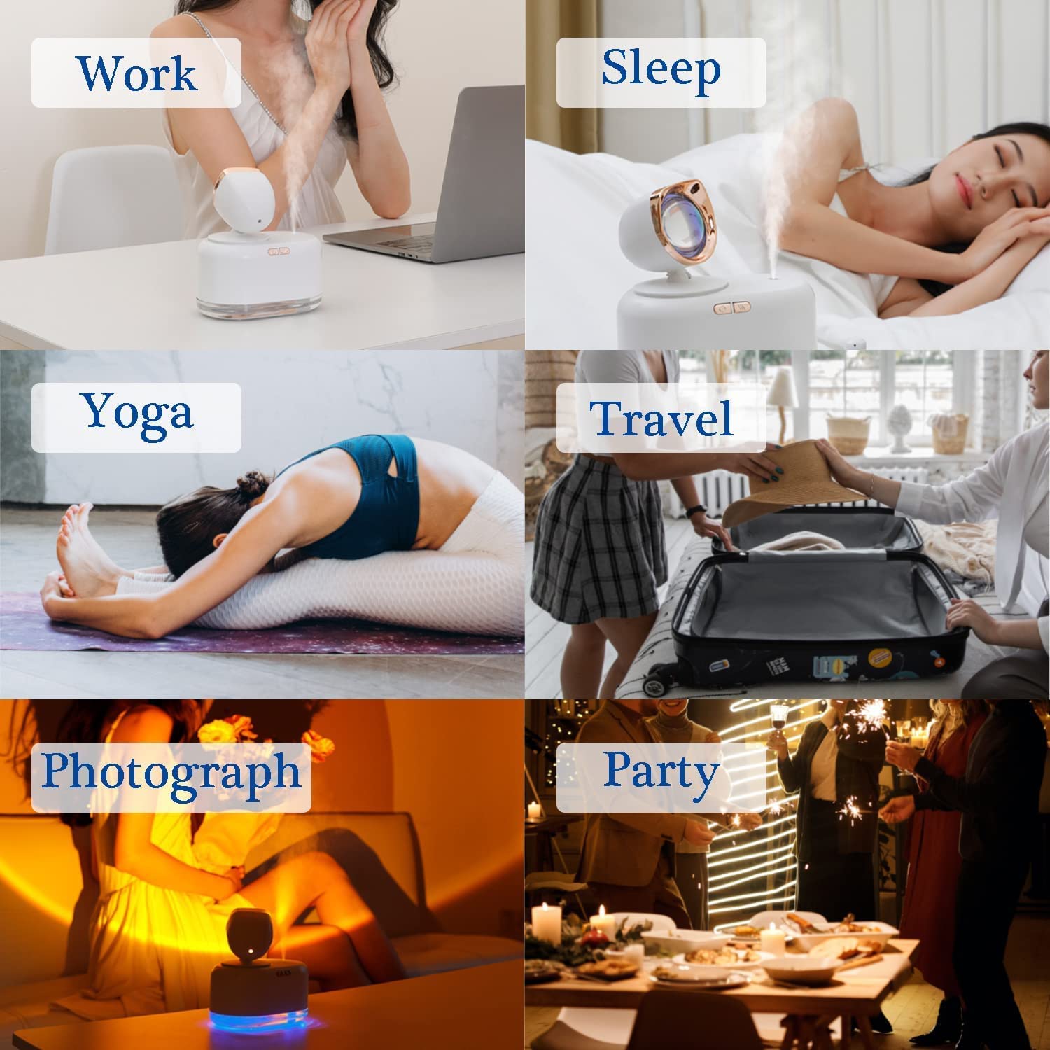 HIVAGI® Portable Mini Humidifier with Sunset Lamp - Enhance Your Environment with Mist, Light, and Relaxation. - HIVAGI®