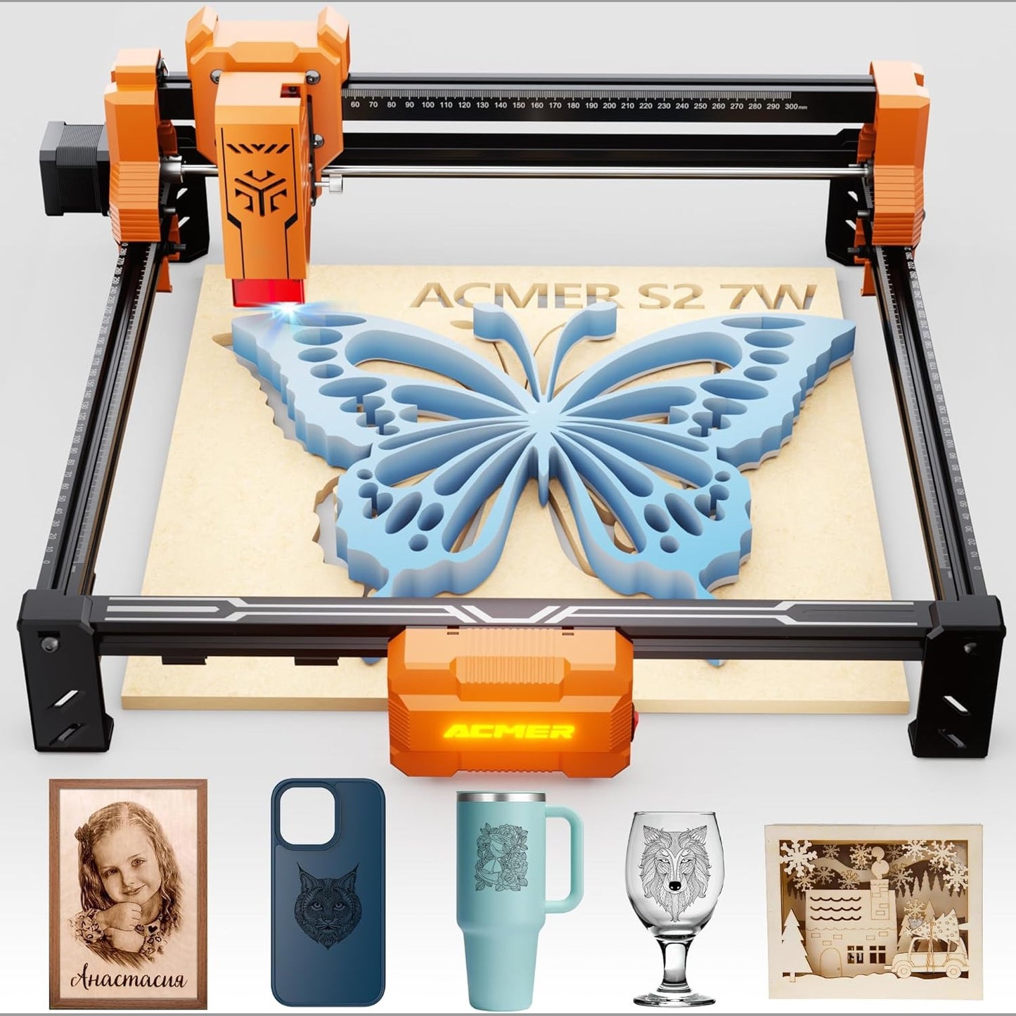 ACMER S2 Laser Engraver & Cutter Machine – 4W / 7W / 12W High Precision DIY Wood, Metal, Acrylic Engraving