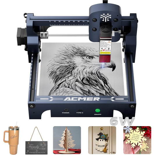 ACMER S1 Laser Engraver 6000mW – High-accuracy wood cutter & engraving machine for DIY, crafts & small business, Engraves wood, acrylic, leather, metal & more.