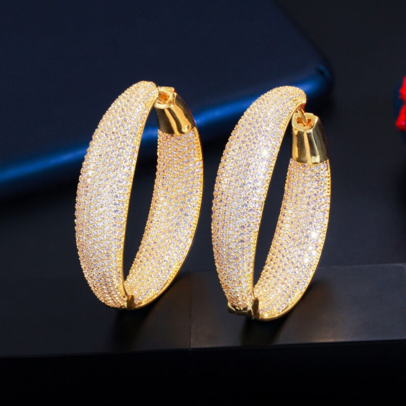 Women's Brushed Gold Earrings - Double Circle Design / Gold