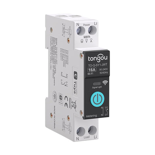 TONGOU SY1 Smart WiFi Switch | Timer, Energy Monitor, Alexa & Google Compatible | DIN Rail | Smart Life/Tuya App