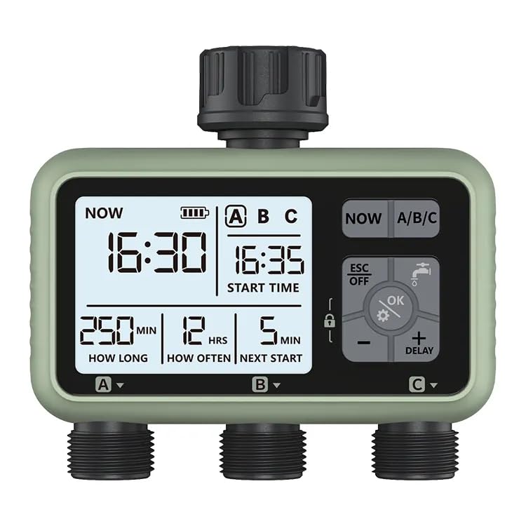 Best Automatic Garden Irrigation Timer with LCD Backlight | 3-Zone Digital Water Controller.