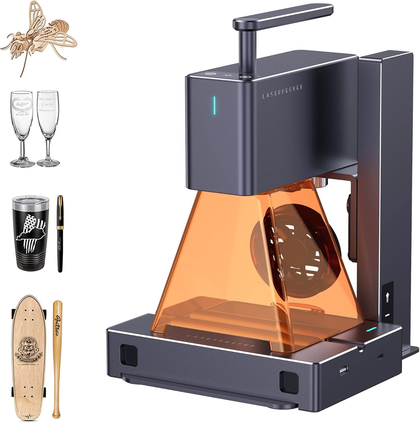 LaserPecker LP2 Laser Engraver – Ultra-Fast Handheld Engraving Machine with 360° Rotary Axis, Galvo Tech, 0.05mm Precision for Wood, Leather, Metal.