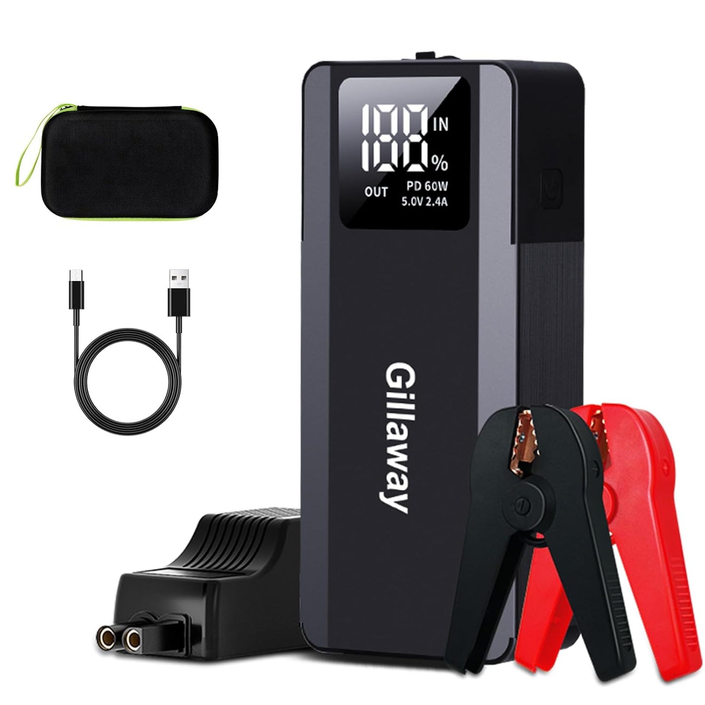 Gillaway 017 6000A Car Battery Jump Starter: Powerful, Reliable & Easy-to-Use for All Petrol and Up to 12L Diesel Engines.