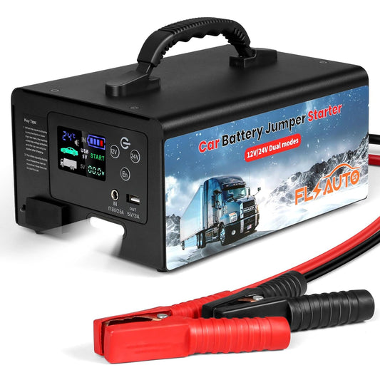FlyAuto 10000A Heavy Duty Jump Starter – 24V/12V Lithium Battery Booster (60000mAh) for All Gas/Diesel Engines, Trucks, & Buses.