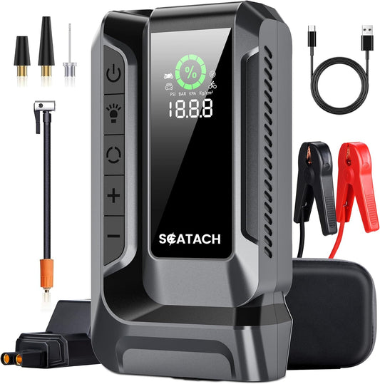 Scatach Q16: The Ultimate 4000A Jump Starter with Air Compressor and Power Bank for On-the-Go Convenience