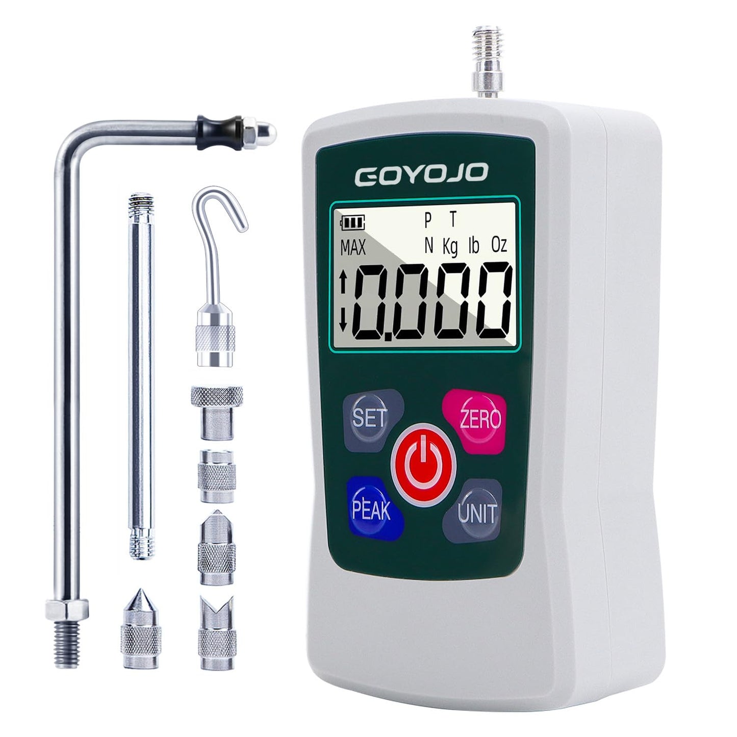 GOYOJO 500N Digital Force Gauge – High-Precision Push-Pull Meter for Tension & Compression Testing, 4 Measurement Units (N, kg, lb, oz) with Peak/Real-Time Modes for Quality Control & Industrial Testing.
