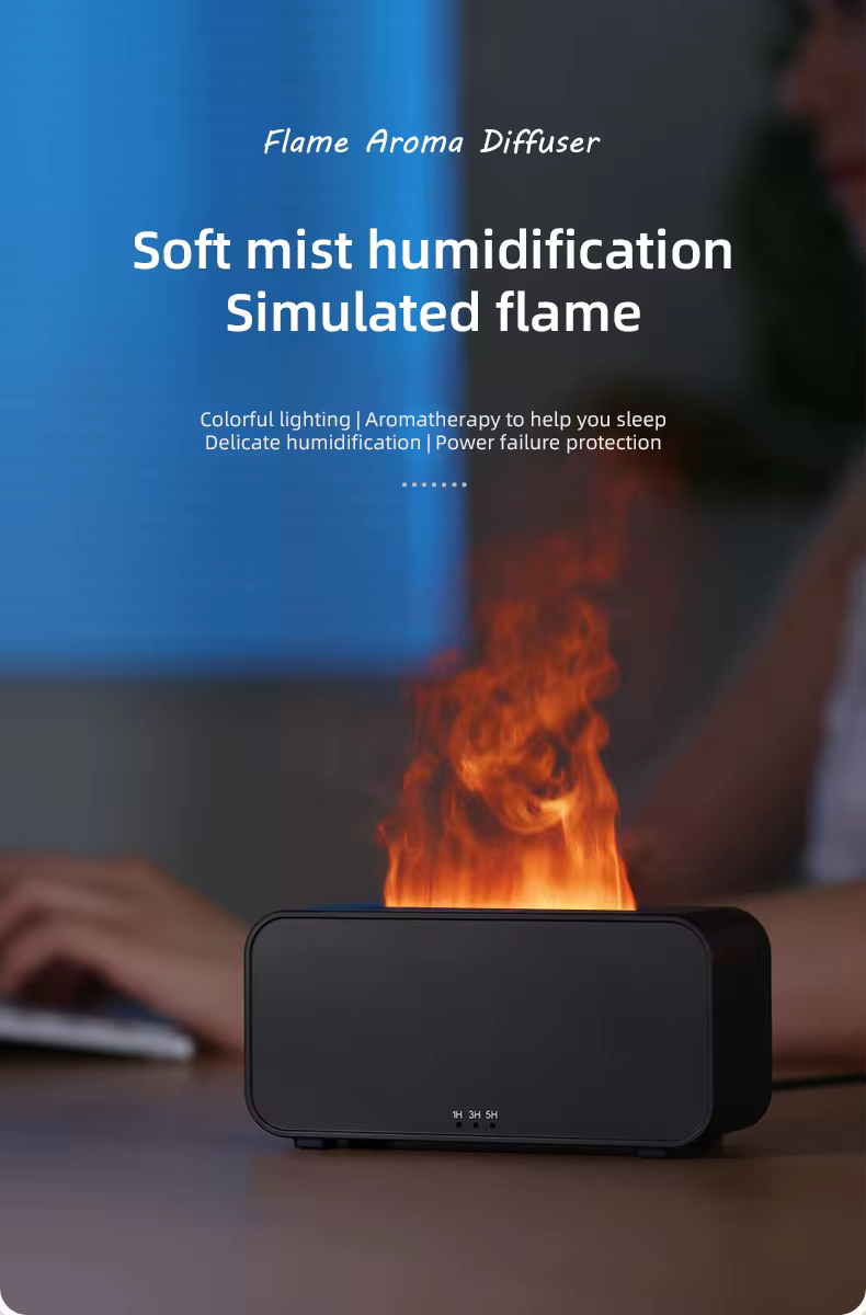 HIVAGI® Flame Humidifier with Aromatherapy: Perfect for Relaxation & Home Decor.