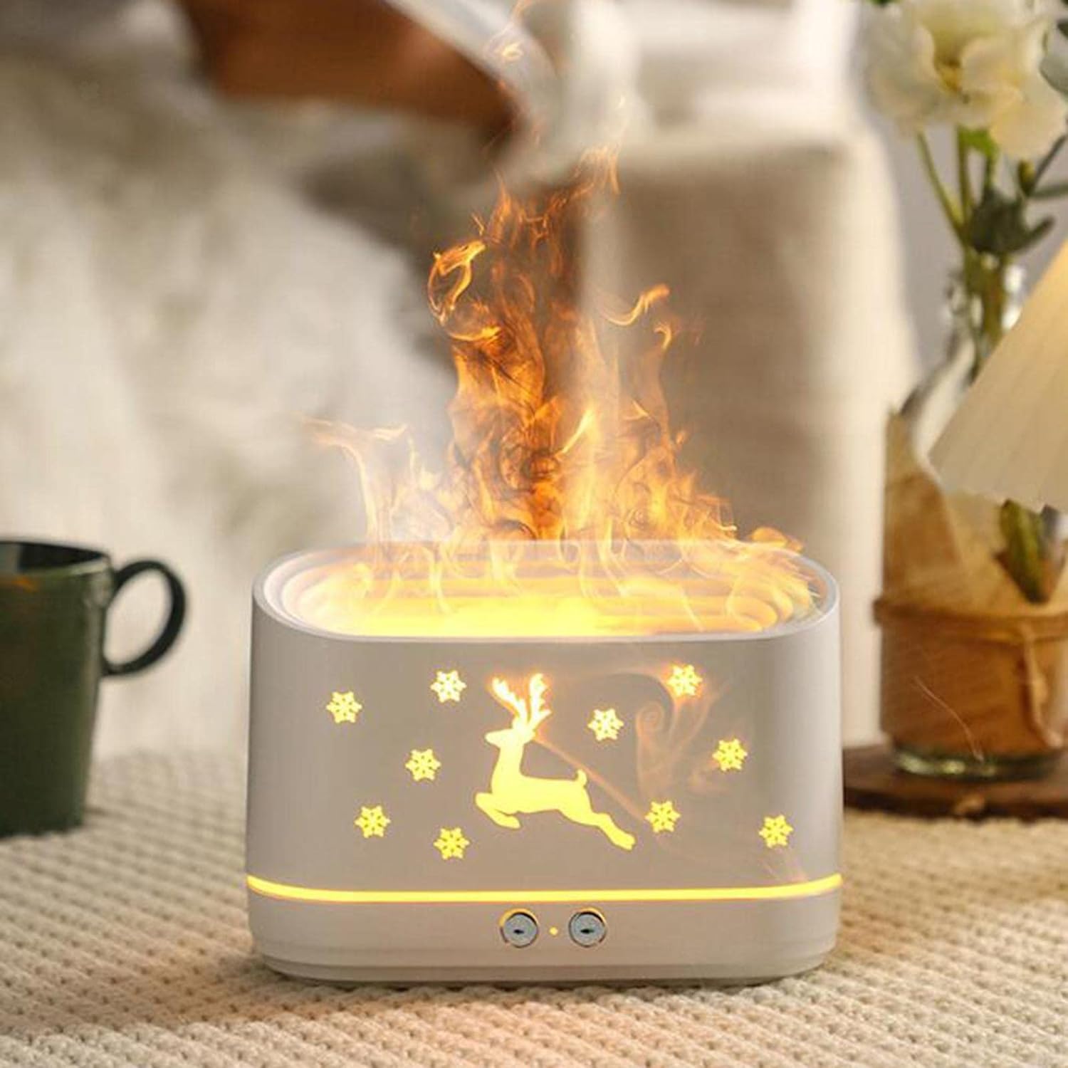 Premium Flame Diffuser Humidifier - Realistic Flame, Quiet Operation, Auto Shut-Off | Aromatherapy for Home & Yoga. - HIVAGI®