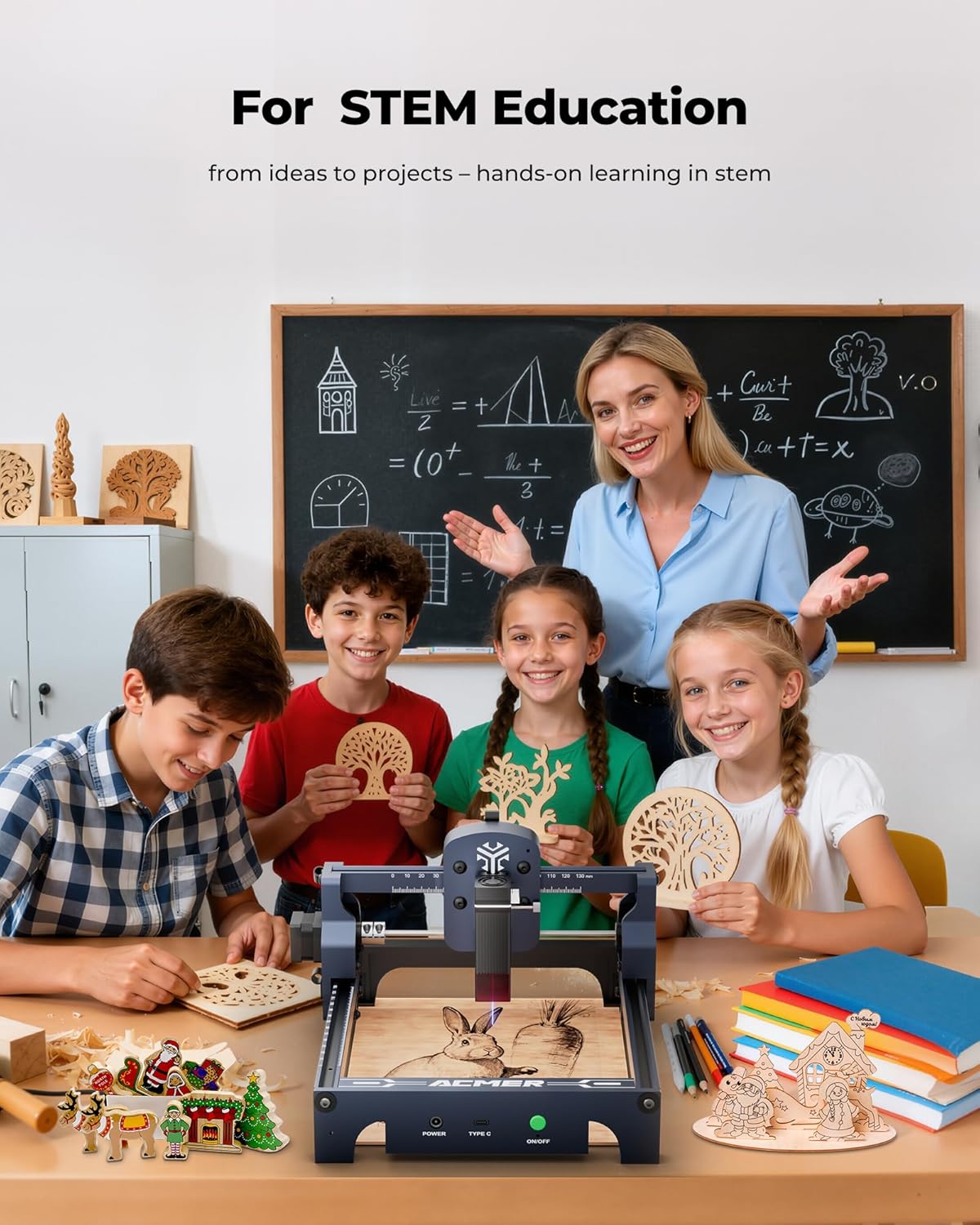 ACMER S1 Laser Engraver 6000mW – High-accuracy wood cutter & engraving machine for DIY, crafts & small business, Engraves wood, acrylic, leather, metal & more.