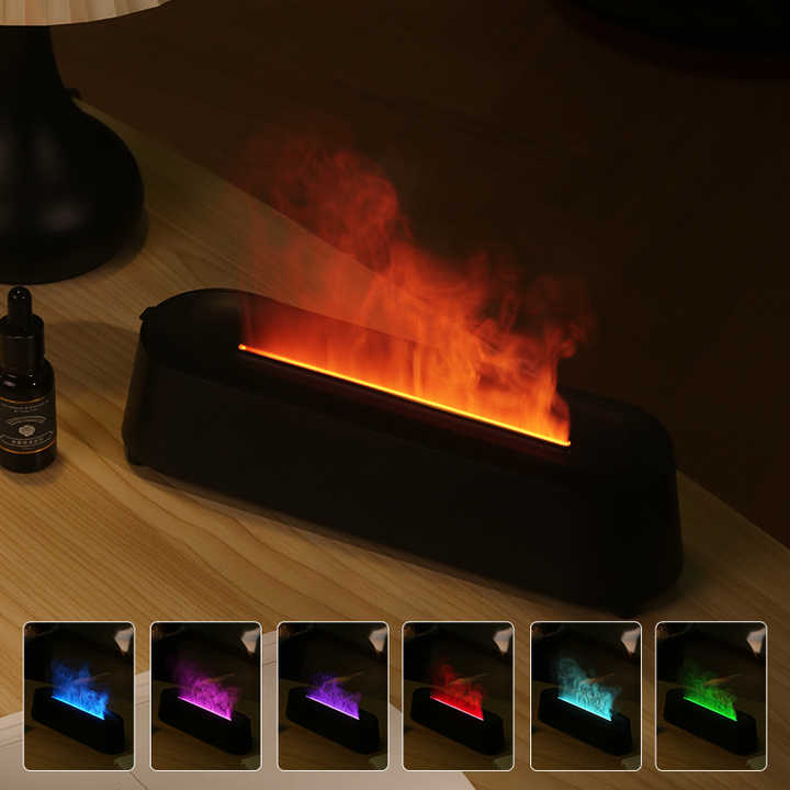 Transform Your Space with our Colorful Flame Air Aroma Diffuser: Upgrade for Serenity and Style- Black. - HIVAGI®