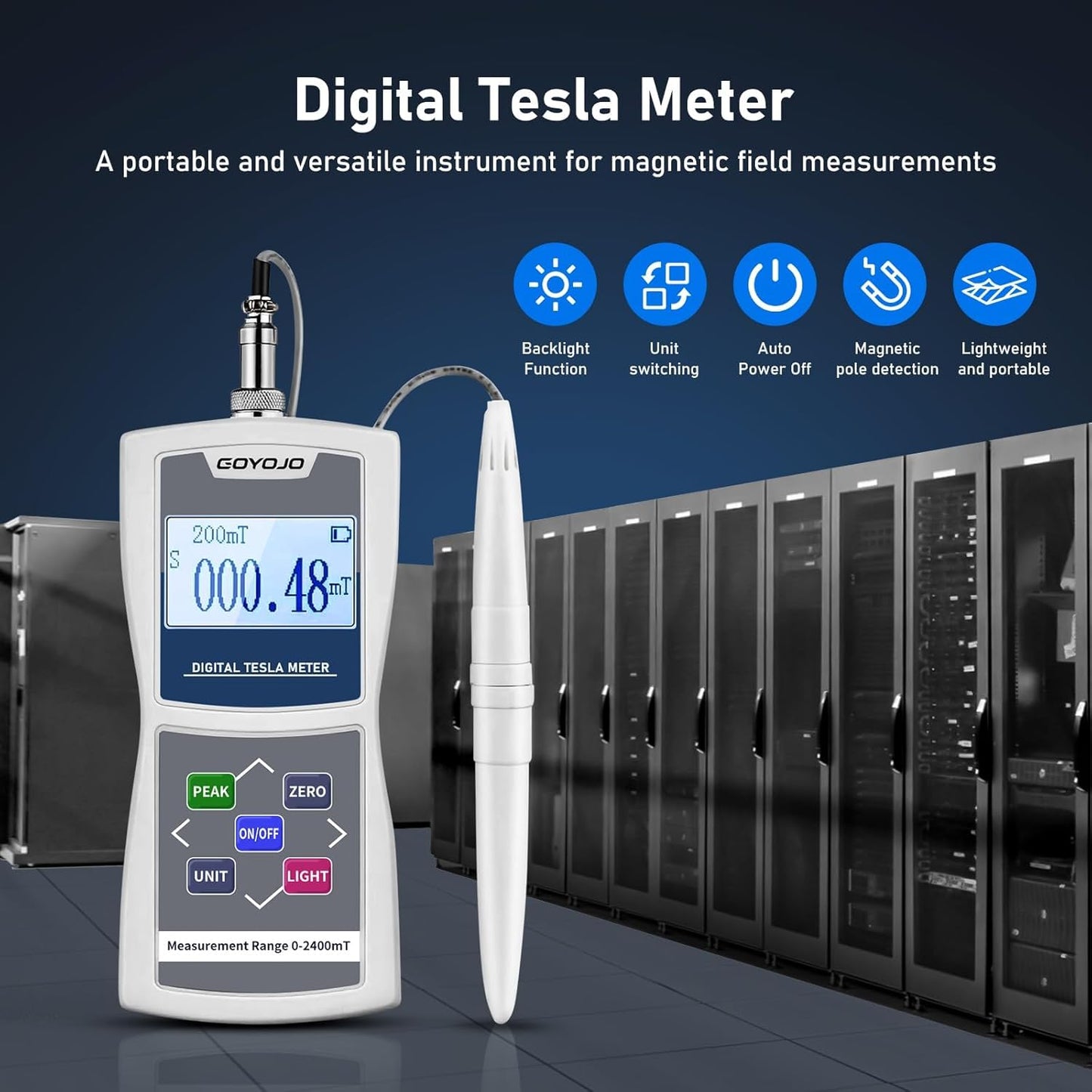 GOYOJO AMST Handheld Digital Gaussmeter | 0-2400mT High-Accuracy Magnetic Field Tester | Professional Magnetometer for Motors, Speakers & Industrial Use
