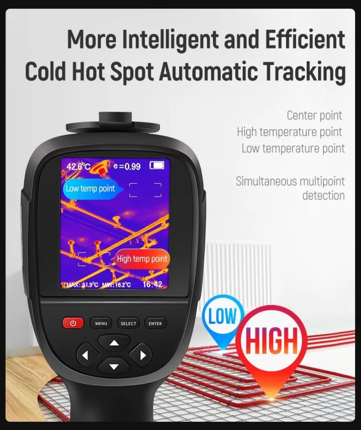 HT-18+ Thermal Imaging Camera 256x192 with Dual-Light Fusion | High-Res Infrared Camera for HVAC, Electrical, Plumbing & Home Inspection | -4°F to 1022°F Range