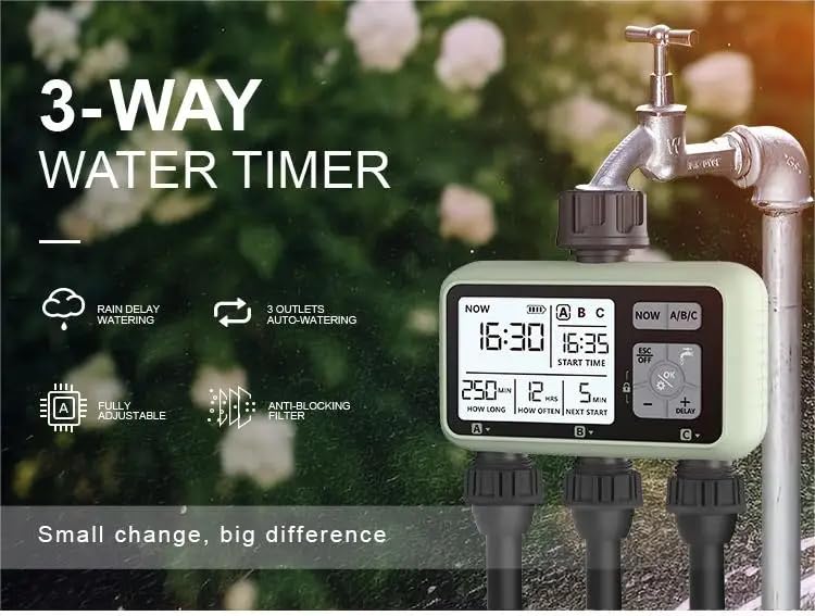 Best Automatic Garden Irrigation Timer with LCD Backlight | 3-Zone Digital Water Controller.